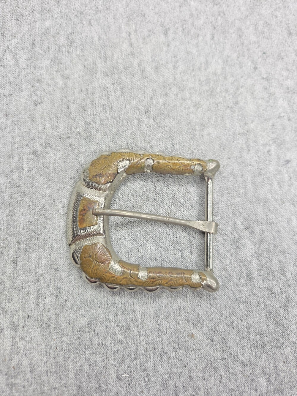 Vintage Handmade Western Ranger Belt Buckle Alpaca Mexico Silver